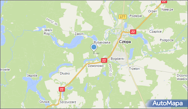 mapa Dzwonowo Leśniczówka, Dzwonowo Leśniczówka na mapie Targeo